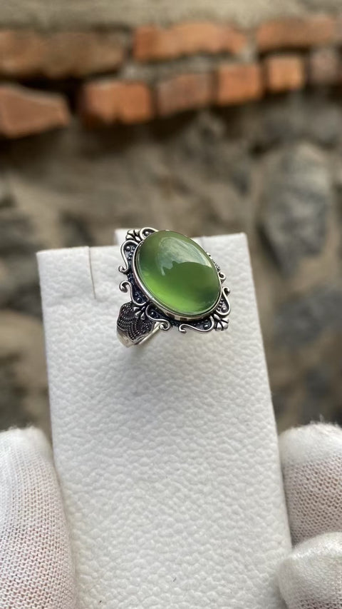 Cincin 💍: Giok Xiuyan yang indah, warna hijau pekat, dipasang pada perak 925, ukuran: 10 x 14 mm, termasuk ongkos kirim dan pajak, nomor barang 202608171312