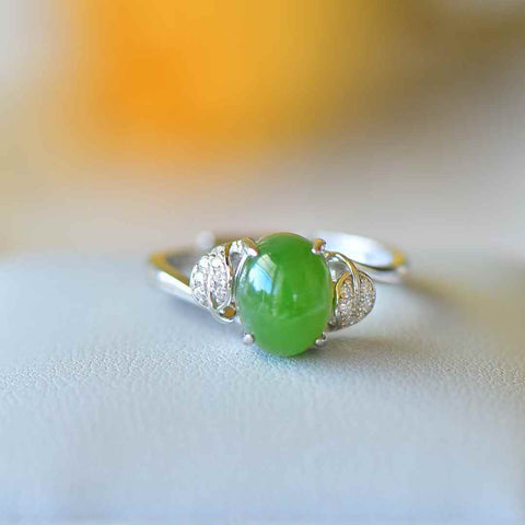 11139#s925 Cincin Fashion Giok Hetian Bertatahkan Perak. Batu permata: 7×9 cm (termasuk ongkos kirim dan pajak).