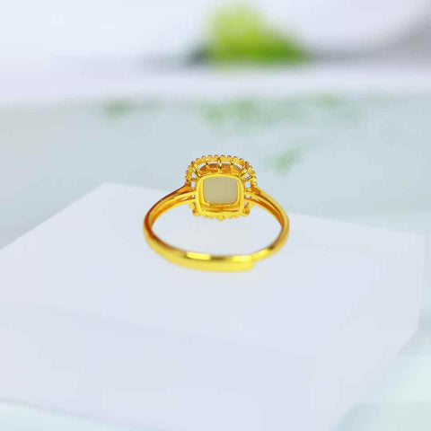 1102#s925 Cincin Persegi Giok Hetian Bertatahkan Perak (6*6) Termasuk ongkos kirim dan pajak.