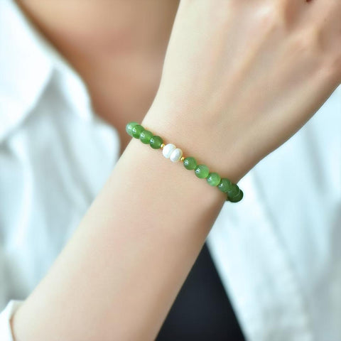 22149# Gelang Batu Permata Multi-Gemstone Giok Hetian "Jubah Hijau", 6mm, termasuk ongkos kirim dan pajak.