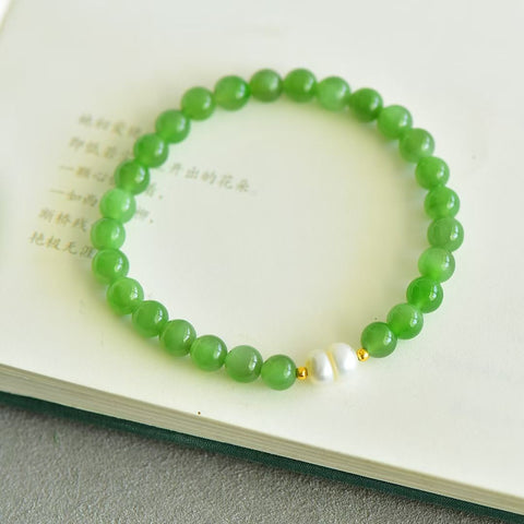 22149# Gelang Batu Permata Multi-Gemstone Giok Hetian "Jubah Hijau", 6mm, termasuk ongkos kirim dan pajak.