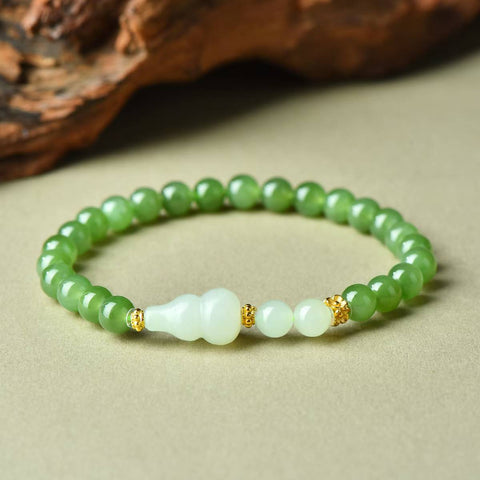 3409-1# Giok Hetian dipadukan dengan gelang labu perak S925, 6mm, termasuk ongkos kirim dan pajak.