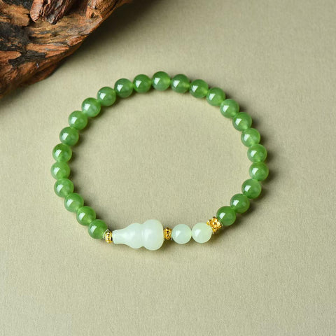 3409-1# Giok Hetian dipadukan dengan gelang labu perak S925, 6mm, termasuk ongkos kirim dan pajak.