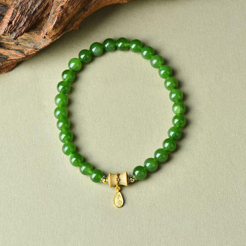 3423# Gelang liontin perdamaian "Pinggang Ramping" dari giok Hetian dipadukan dengan perak S925, 6mm, untuk kedamaian dan keselamatan. Termasuk ongkos kirim dan pajak.