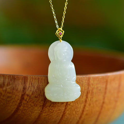 5611-2# Liontin Guanyin Bertatahkan Giok Hetian dan Qinghai 18K, 18*30 cm, termasuk ongkos kirim dan pajak.