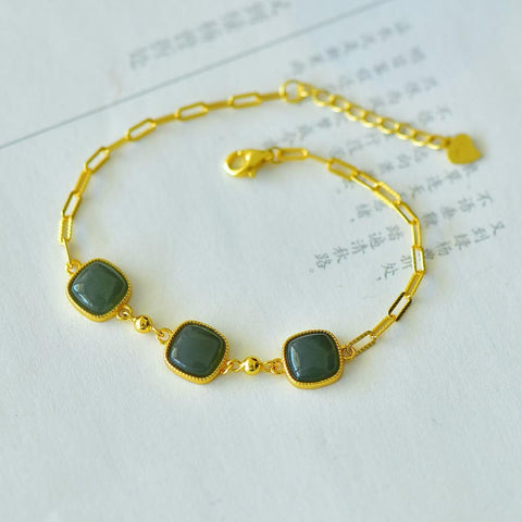 8287Q-2# Gelang perak 925 bertatahkan giok Hetian. Desain baru dan unik, pengerjaan yang indah, dan menonjol dari yang lain. Termasuk ongkos kirim dan pajak.