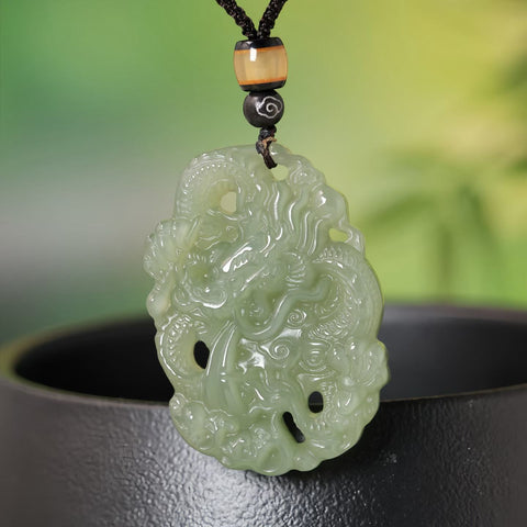 16079# Liontin Naga Giok Hetian Indah dari Qinghai - Membawa Keberuntungan dan Keagungan, Warisan Budaya dan Simbolisme Spiritual 36*50 mm (Termasuk ongkos kirim dan pajak)