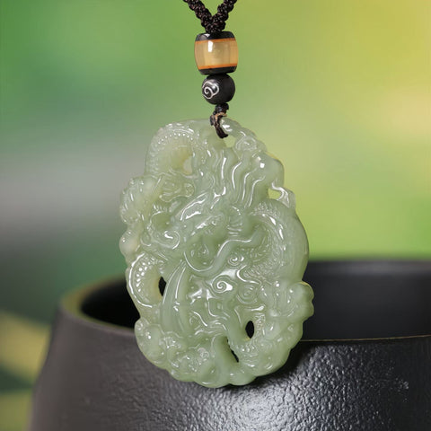 16079# Liontin Naga Giok Hetian Indah dari Qinghai - Membawa Keberuntungan dan Keagungan, Warisan Budaya dan Simbolisme Spiritual 36*50 mm (Termasuk ongkos kirim dan pajak)