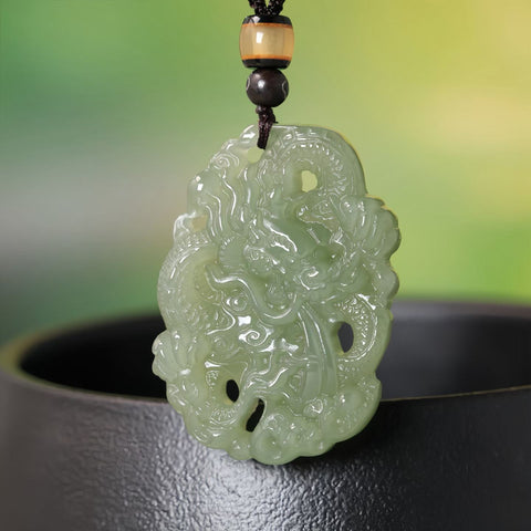 16079# Liontin Naga Giok Hetian Indah dari Qinghai - Membawa Keberuntungan dan Keagungan, Warisan Budaya dan Simbolisme Spiritual 36*50 mm (Termasuk ongkos kirim dan pajak)