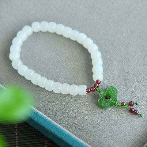 10664# Gelang giok putih Hetian bahan Qinghai motif awan keberuntungan dan ruyi, 6*7m, jasper motif awan keberuntungan dan ruyi, garnet, termasuk ongkos kirim dan pajak.