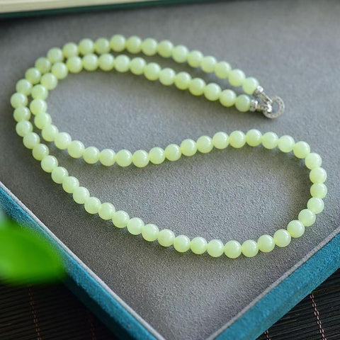 2922# Set kalung giok kuning Hetian Xinjiang, 6mm, 108 butir, termasuk ongkos kirim dan pajak.
