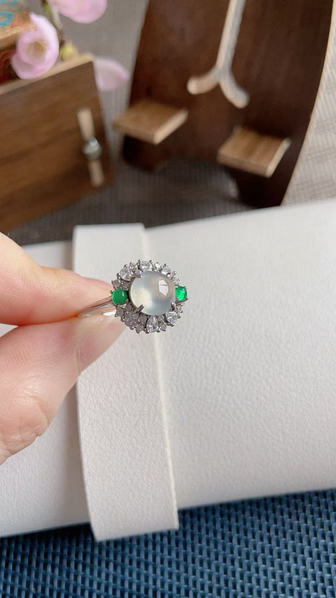 Cincin giok alami 💍 Material tambang lama, tembus pandang dan kilau yang sangat baik, dipasang pada perak 925, desain super elegan, diameter 7mm, termasuk ongkos kirim dan pajak.