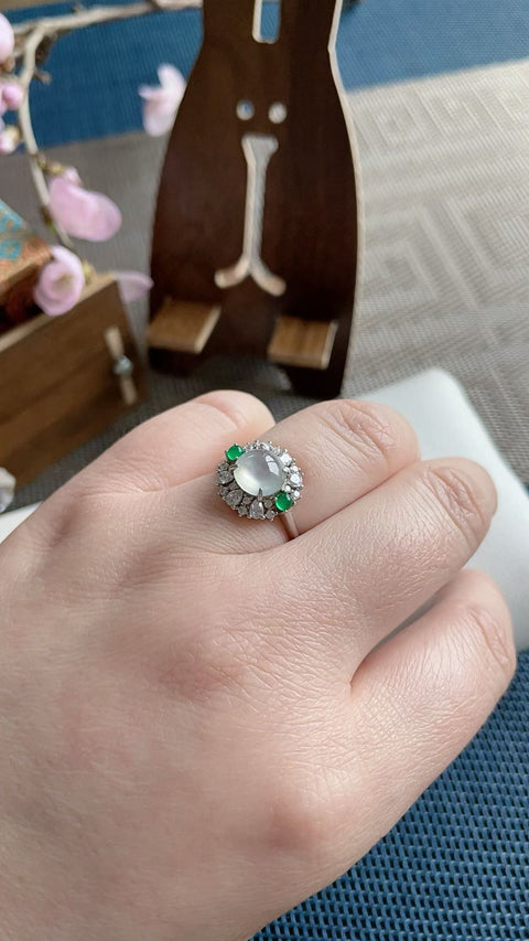 Cincin giok alami 💍 Material tambang lama, tembus pandang dan kilau yang sangat baik, dipasang pada perak 925, desain super elegan, diameter 7mm, termasuk ongkos kirim dan pajak.