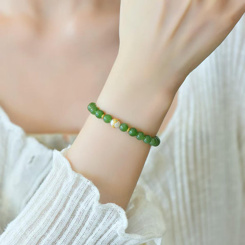 3211# Giok Hetian (jadeit) dipadukan dengan gelang mutiara perak S925, perak S925 6mm, termasuk ongkos kirim dan pajak.