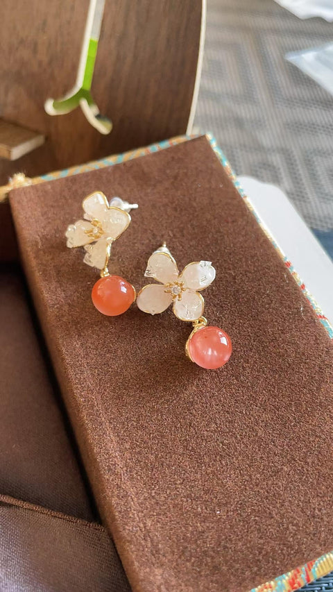 Anting-anting batu akik merah alami, terbuat dari perak sterling 925, ukuran 0.6, termasuk ongkos kirim dan pajak.