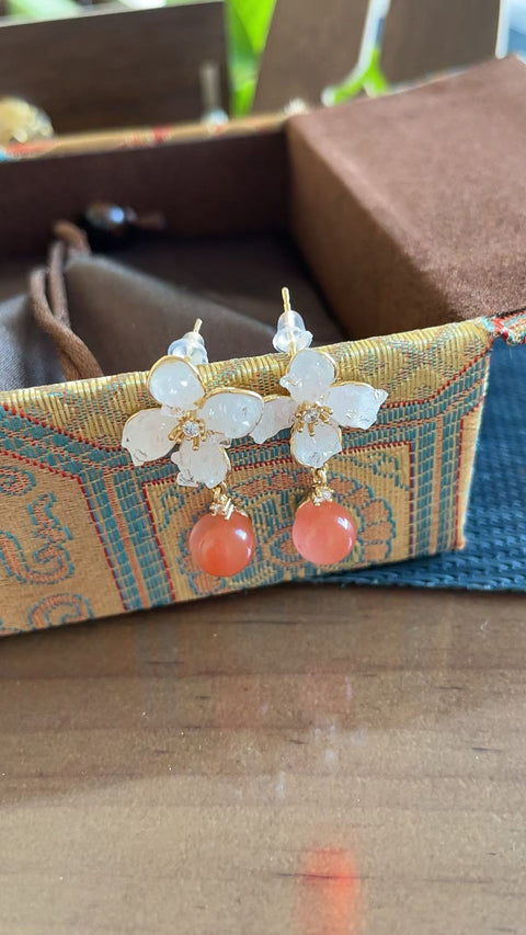 Anting-anting batu akik merah alami, terbuat dari perak sterling 925, ukuran 0.6, termasuk ongkos kirim dan pajak.