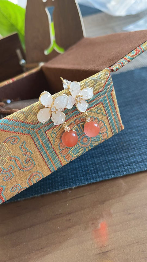 Anting-anting batu akik merah alami, terbuat dari perak sterling 925, ukuran 0.6, termasuk ongkos kirim dan pajak.