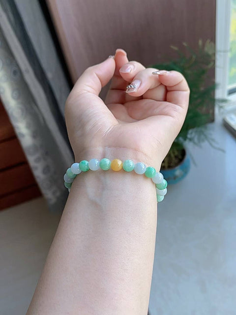 Gelang giok alami, material tambang lama, warna permen yang indah, diameter 7mm, termasuk ongkos kirim dan pajak.