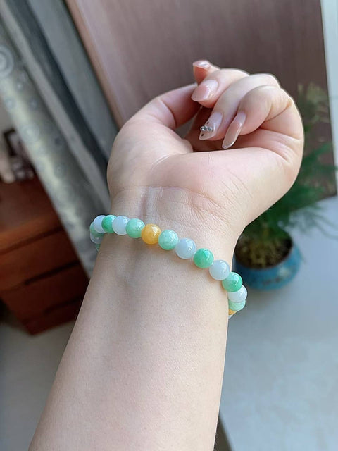 Gelang giok alami, material tambang lama, warna permen yang indah, diameter 7mm, termasuk ongkos kirim dan pajak.