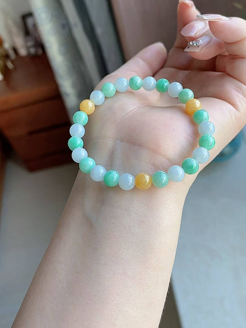 Gelang giok alami, material tambang lama, warna permen yang indah, diameter 7mm, termasuk ongkos kirim dan pajak.