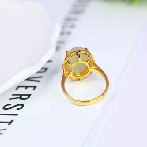 1587-2# Cincin perak sterling S925 bertatahkan batu giok Hetian berbentuk cabochon. Ongkos kirim dan pajak sudah termasuk.