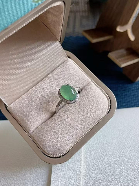 Cincin giok alami 💍 Bahan tambang lama, tekstur halus dan hangat, dipasang pada perak 925, ukuran batu permata 10 x 8, termasuk ongkos kirim dan pajak.