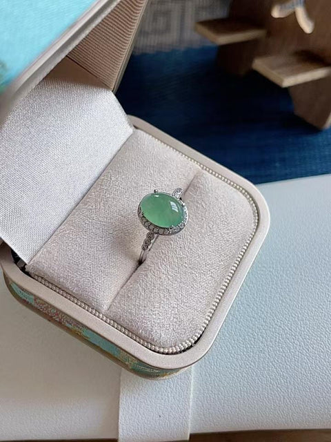 Cincin giok alami 💍 Bahan tambang lama, tekstur halus dan hangat, dipasang pada perak 925, ukuran batu permata 10 x 8, termasuk ongkos kirim dan pajak.