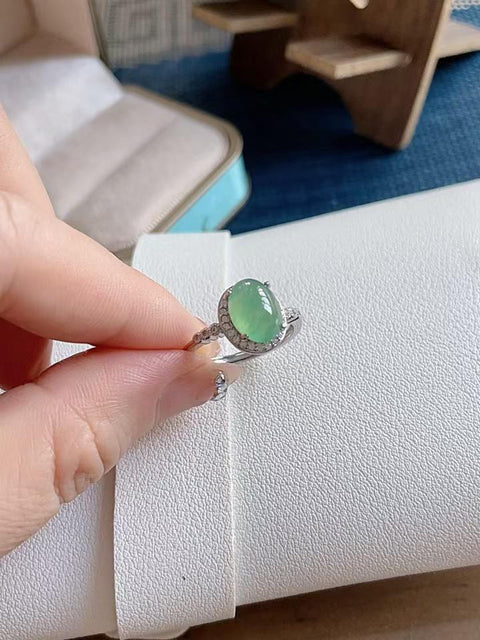 Cincin giok alami 💍 Bahan tambang lama, tekstur halus dan hangat, dipasang pada perak 925, ukuran batu permata 10 x 8, termasuk ongkos kirim dan pajak.
