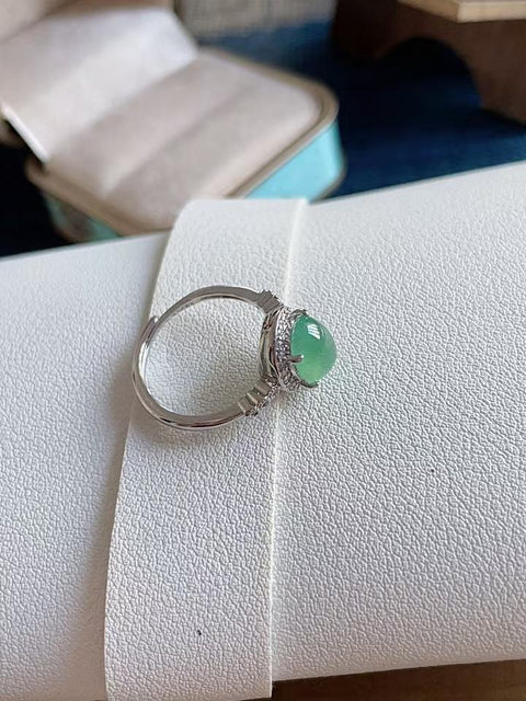Cincin giok alami 💍 Bahan tambang lama, tekstur halus dan hangat, dipasang pada perak 925, ukuran batu permata 10 x 8, termasuk ongkos kirim dan pajak.