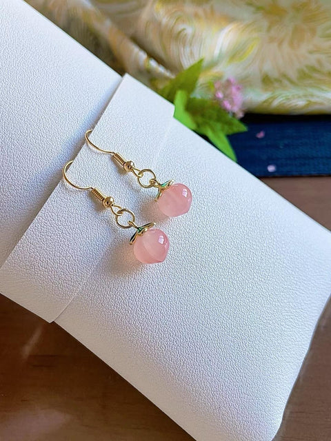Anting-anting dari sumber garam alami, kilau yang sangat bagus, warna merah muda terang, merah muda lembut yang sangat halus, ukuran 8mm, termasuk ongkos kirim dan pajak.