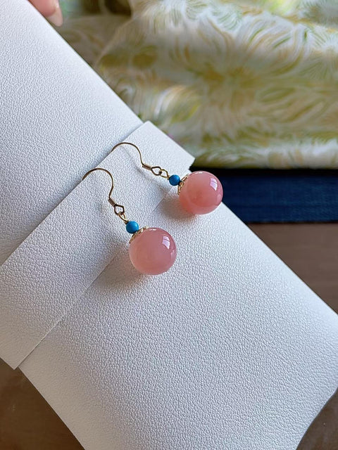 Anting-anting dari sumber garam alami, sangat tembus cahaya, warna merah muda terang, membangkitkan nuansa musim semi, ukuran 1.0, termasuk ongkos kirim dan pajak.