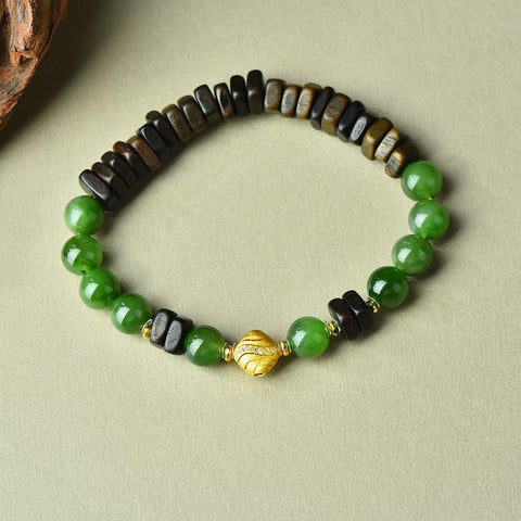 3413# Giok Hetian dipadukan dengan gelang kubus perak S925 8mm. Termasuk ongkos kirim dan pajak.