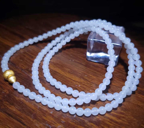 Giok Hetian [bahan Qinghai], cocok untuk kalung, gelang multiuntai, dan manik-manik; putih kualitas terbaik; giok Hetian 4mm, termasuk ongkos kirim dan pajak.