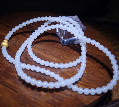 Giok Hetian [bahan Qinghai], cocok untuk kalung, gelang multiuntai, dan manik-manik; putih kualitas terbaik; giok Hetian 4mm, termasuk ongkos kirim dan pajak.