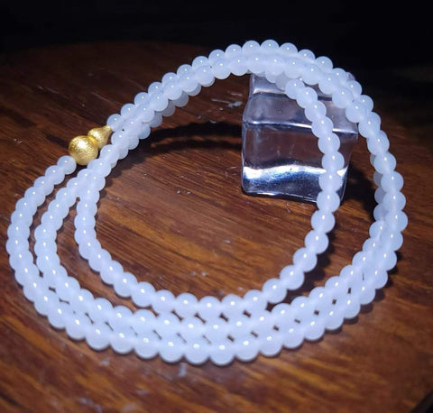 Giok Hetian [bahan Qinghai], cocok untuk kalung, gelang multiuntai, dan manik-manik; putih kualitas terbaik; giok Hetian 4mm, termasuk ongkos kirim dan pajak.