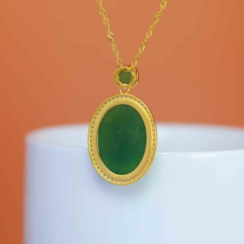 10171# Liontin perak S925 bertatahkan batu giok Hetian cabochon: 15*20 mm (termasuk ongkos kirim dan pajak)