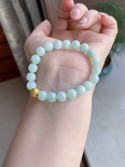Gelang giok alami, material tambang lama, diameter 8mm. Harga sudah termasuk ongkos kirim dan pajak.