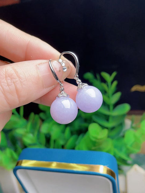 Anting-anting giok alami, warna ungu yang indah, terbuat dari perak 925, ukuran 1,2 mm. Harga sudah termasuk ongkos kirim dan pajak.