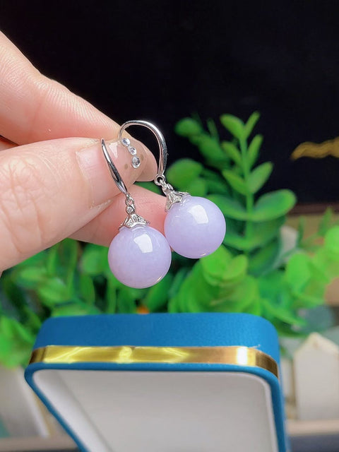Anting-anting giok alami, warna ungu yang indah, terbuat dari perak 925, ukuran 1,2 mm. Harga sudah termasuk ongkos kirim dan pajak.