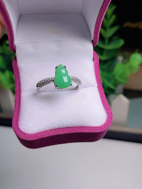 Cincin giok alami 💍 Bahan tambang lama, rangka perak 925, batu permata 12 x 8 cm termasuk ongkos kirim dan pajak.