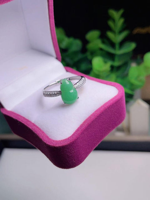 Cincin giok alami 💍 Bahan tambang lama, rangka perak 925, batu permata 12 x 8 cm termasuk ongkos kirim dan pajak.
