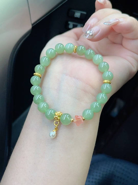 Gelang giok Hetian alami, terbuat dari material tambang lama, tembus pandang yang sangat baik, warna lembut, klasik dan serbaguna, diameter 8mm, termasuk ongkos kirim dan pajak.