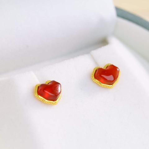 M22889-2# Anting Perak Sterling 925 dengan Inlay Agate Merah - Desain baru, gaya unik, pengerjaan indah, dimensi: 6*8 cm, harga sudah termasuk ongkos kirim dan pajak.