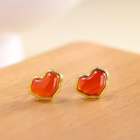 M22889-2# Anting Perak Sterling 925 dengan Inlay Agate Merah - Desain baru, gaya unik, pengerjaan indah, dimensi: 6*8 cm, harga sudah termasuk ongkos kirim dan pajak.