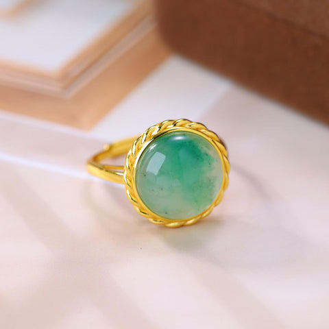 F61063-2# Cincin perak sterling 925 dengan desain filigran bulat berbentuk drum yang dihiasi giok Afrika. Gaya baru, desain unik, pengerjaan yang indah. Ukuran: 12*12 mm. Harga sudah termasuk ongkos kirim dan pajak.