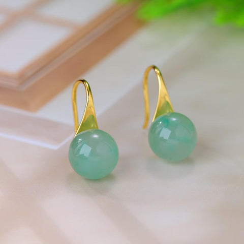 F62195-2# Anting-anting Hak Tinggi Perak Sterling 925 dengan Inlay Giok Afrika. Desain baru, gaya unik, warna lembut, cantik dan elegan, segar dan anggun. Ukuran: 10*10 cm. Termasuk ongkos kirim dan pajak.