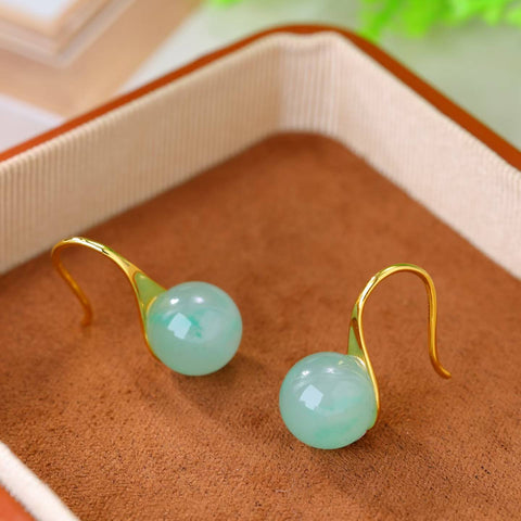 F62195-2# Anting-anting Hak Tinggi Perak Sterling 925 dengan Inlay Giok Afrika. Desain baru, gaya unik, warna lembut, cantik dan elegan, segar dan anggun. Ukuran: 10*10 cm. Termasuk ongkos kirim dan pajak.