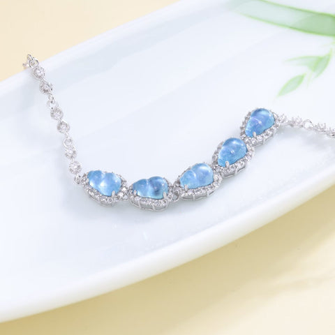 Gelang Labu Lima Berkat Aquamarine Perak Sterling S925 (5 x 7) J14010# Termasuk ongkos kirim dan pajak.