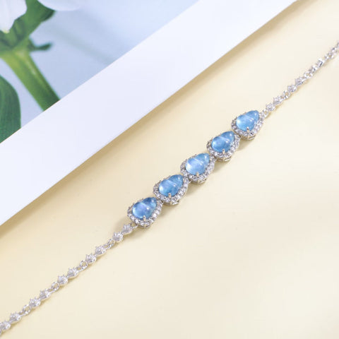 Gelang Labu Lima Berkat Aquamarine Perak Sterling S925 (5 x 7) J14010# Termasuk ongkos kirim dan pajak.