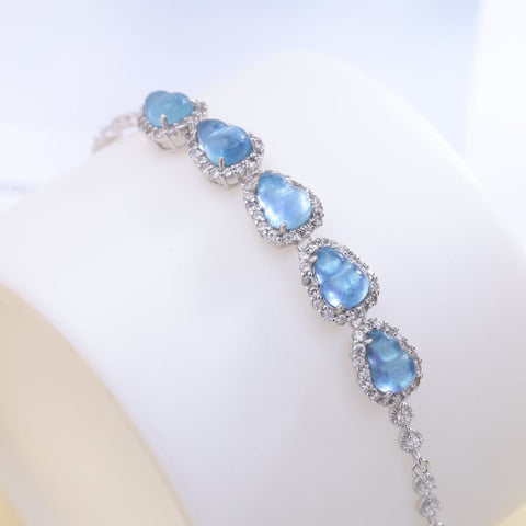Gelang Labu Lima Berkat Aquamarine Perak Sterling S925 (5 x 7) J14010# Termasuk ongkos kirim dan pajak.